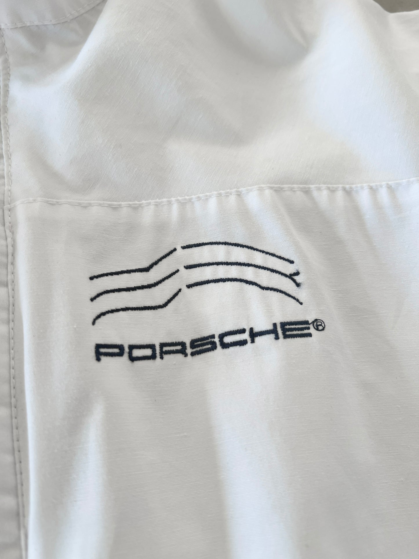 WHITE/NAVY PORSCHE 911 JACKET - 1990S - XL