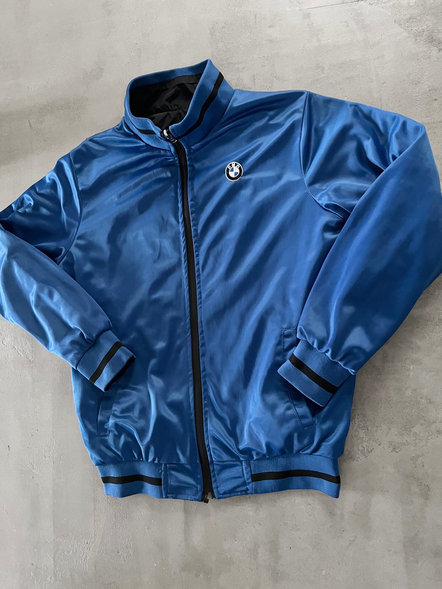 BLACK/BLUE BMW 2 SIDE REVERSIBLE JACKET - 2000S - M/S