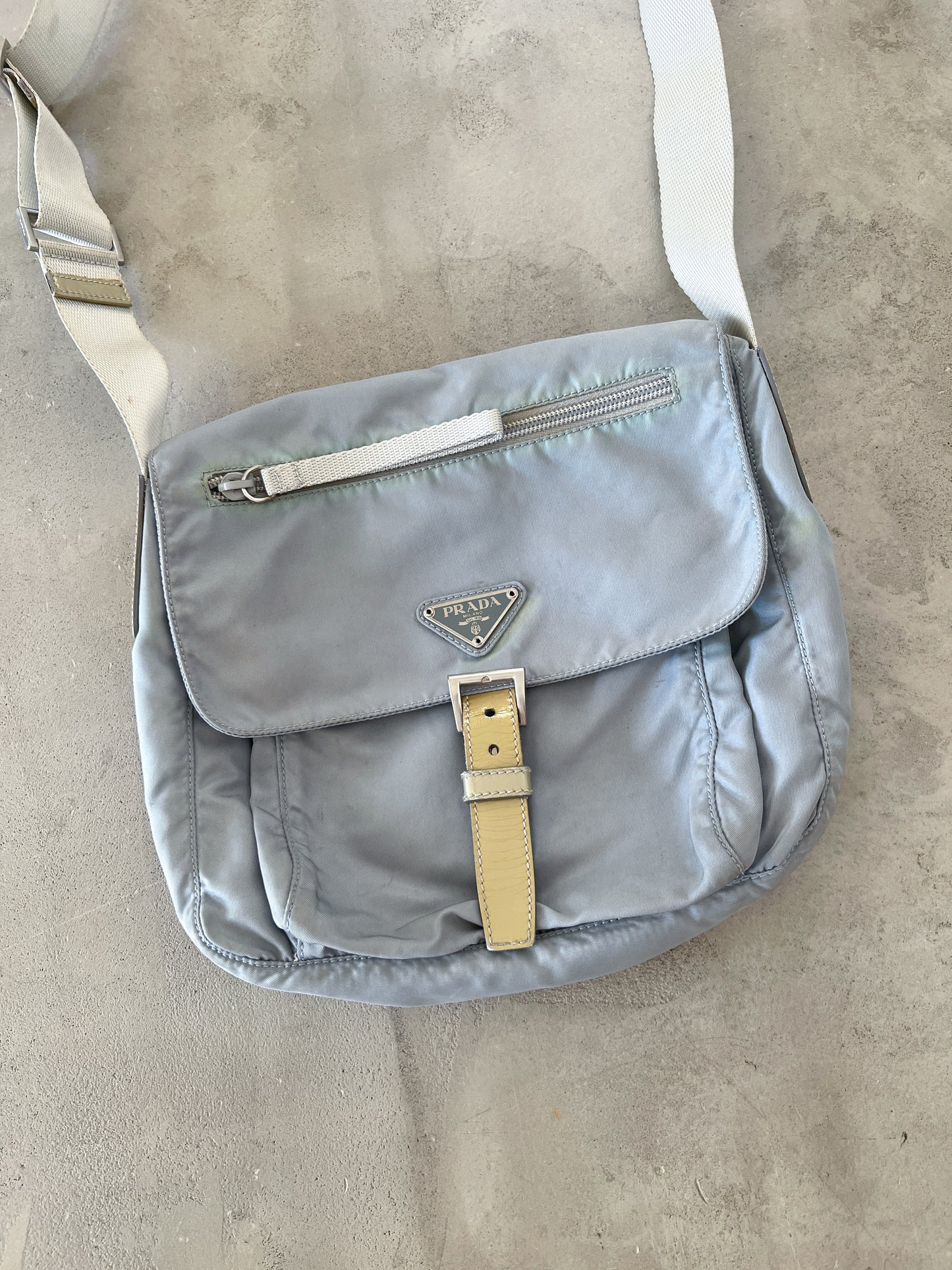 GREY/BABY BLUE PRADA BAG - 2000S