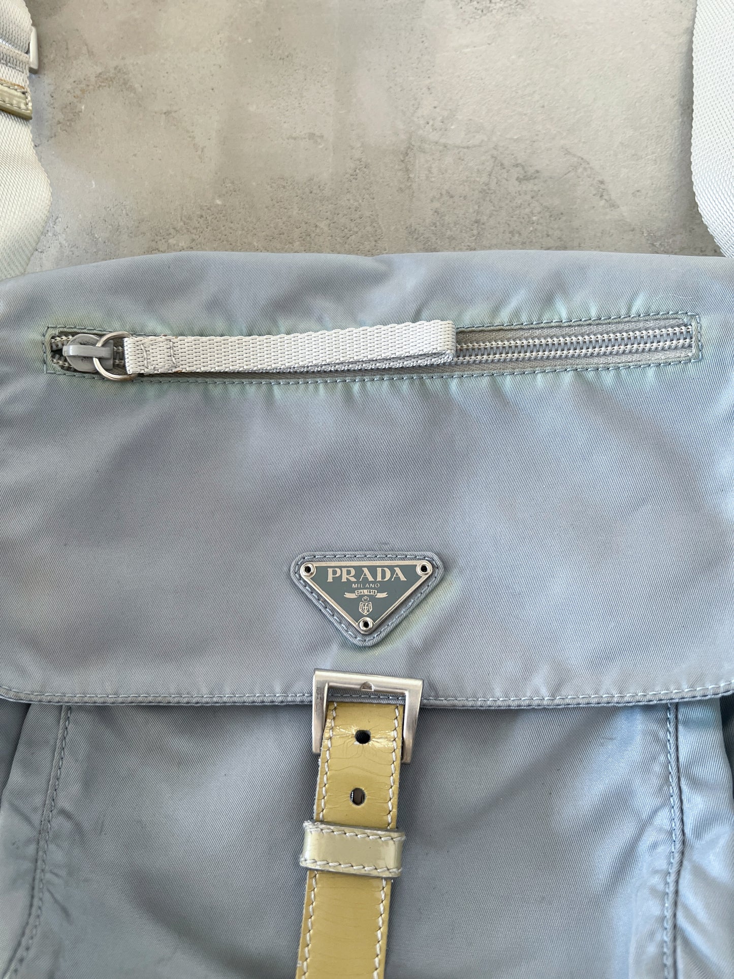 GREY/BABY BLUE PRADA BAG - 2000S