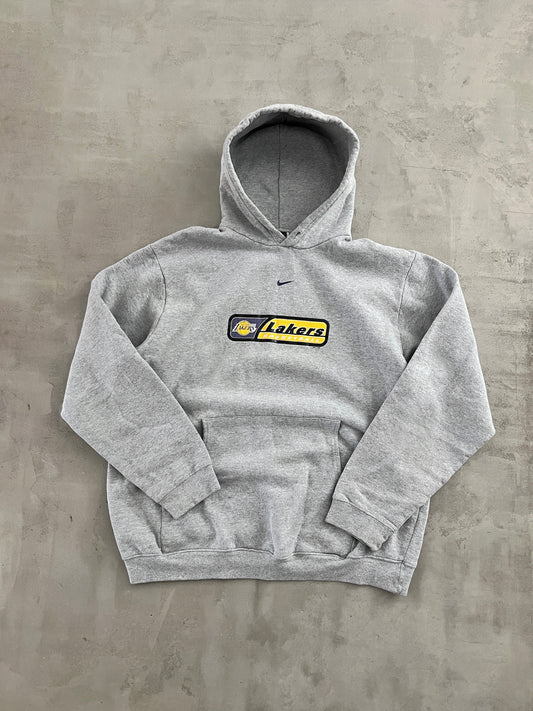 GREY LA LAKERS NIKE HOODIE - 1990S - L