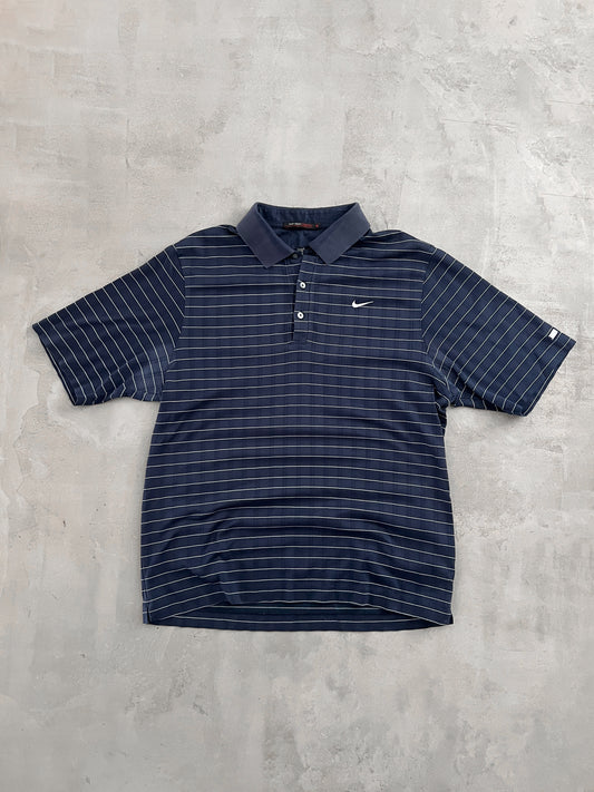 NAVY NIKE GOLF TIGER WOODS POLO - 2000S - M
