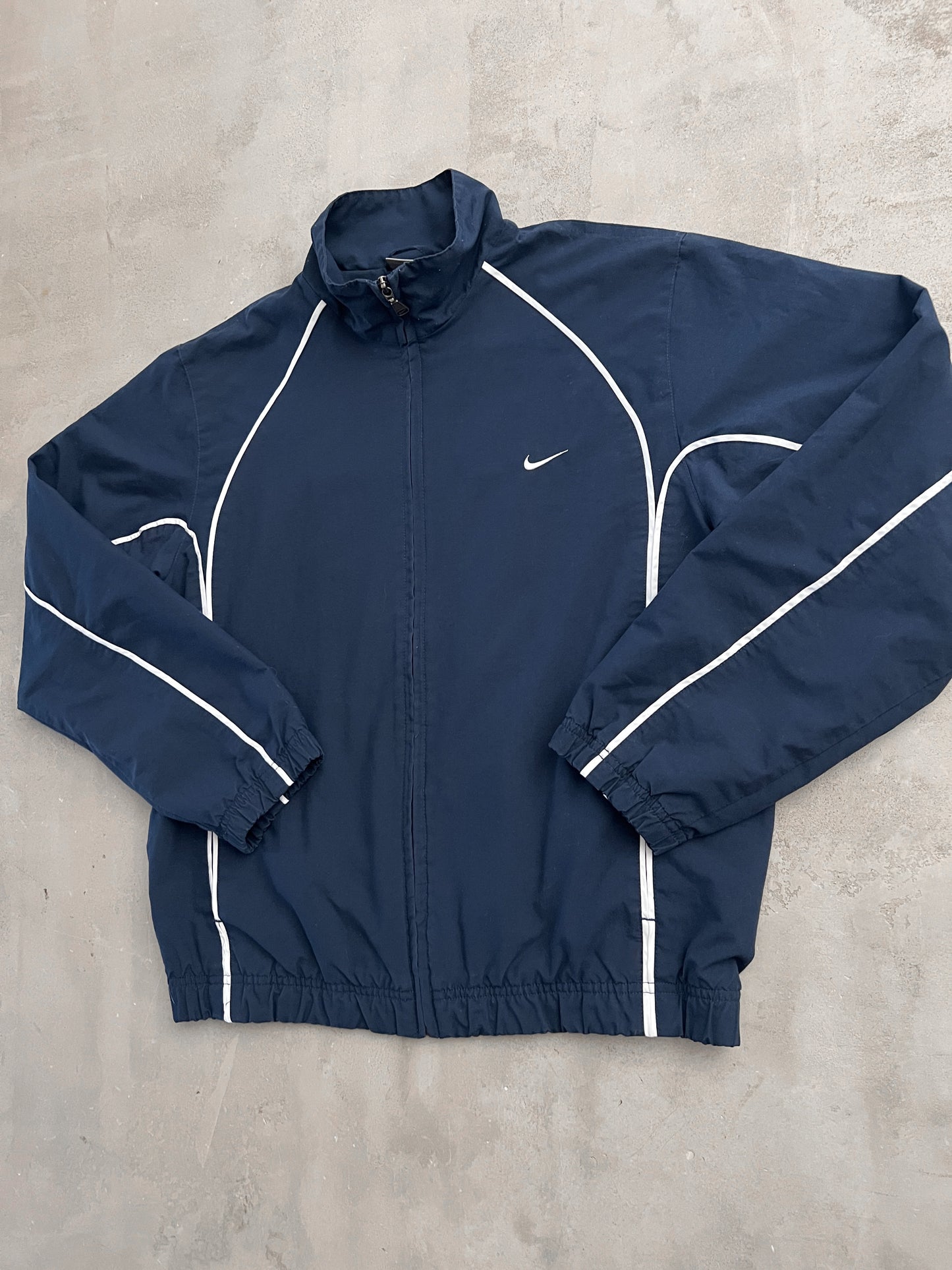 NAVY/WHITE NIKE TRACK JACKET - 2000S - S