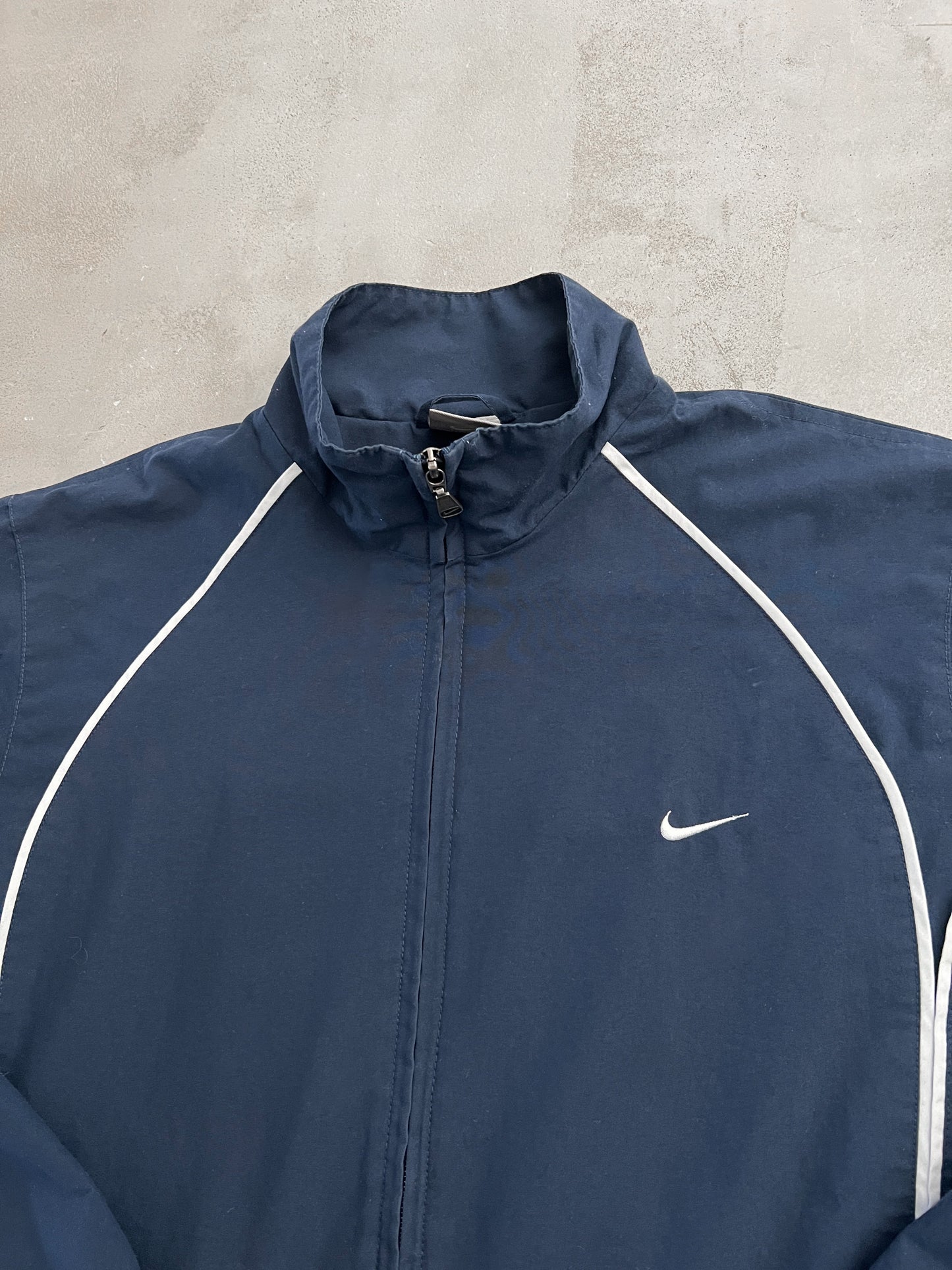 NAVY/WHITE NIKE TRACK JACKET - 2000S - S