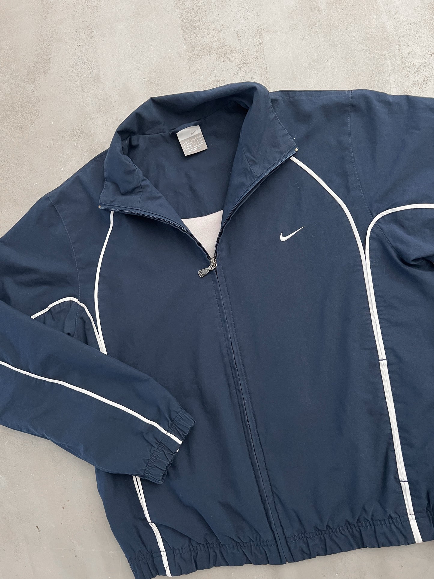 NAVY/WHITE NIKE TRACK JACKET - 2000S - S
