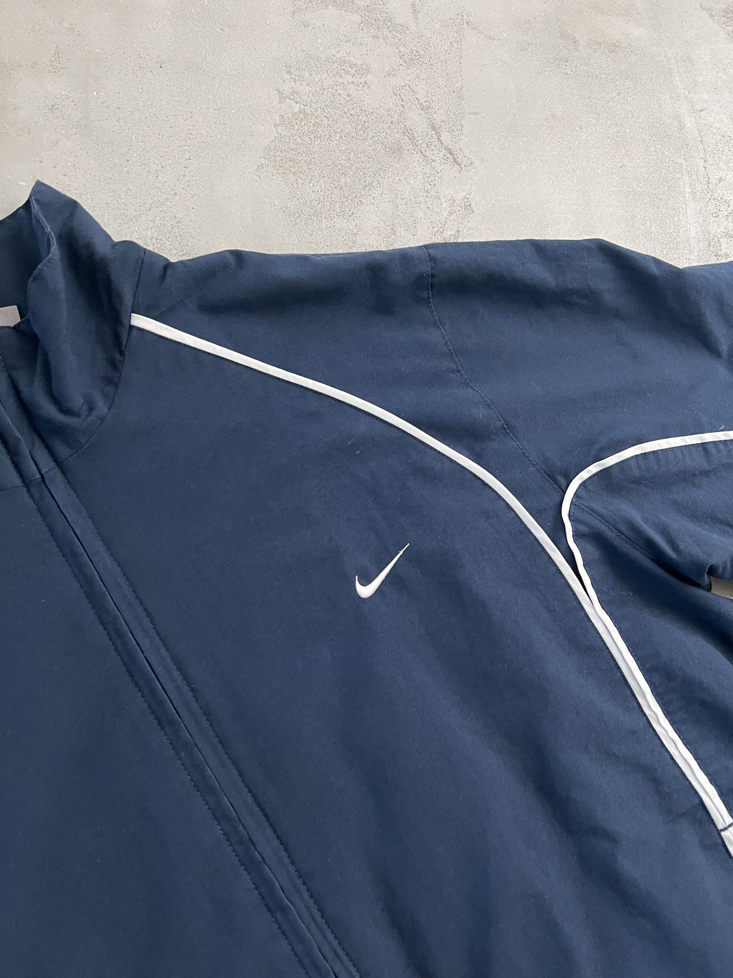 NAVY/WHITE NIKE TRACK JACKET - 2000S - S