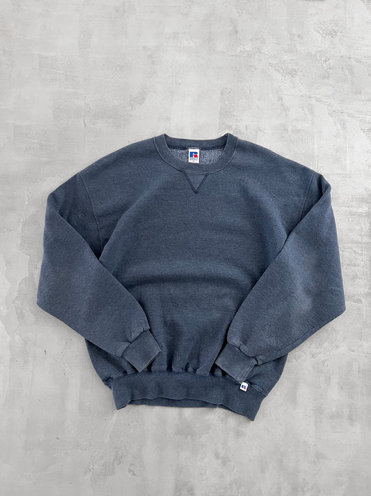 GREY/BLUE RUSSELL SWEATER - 1990S - XL