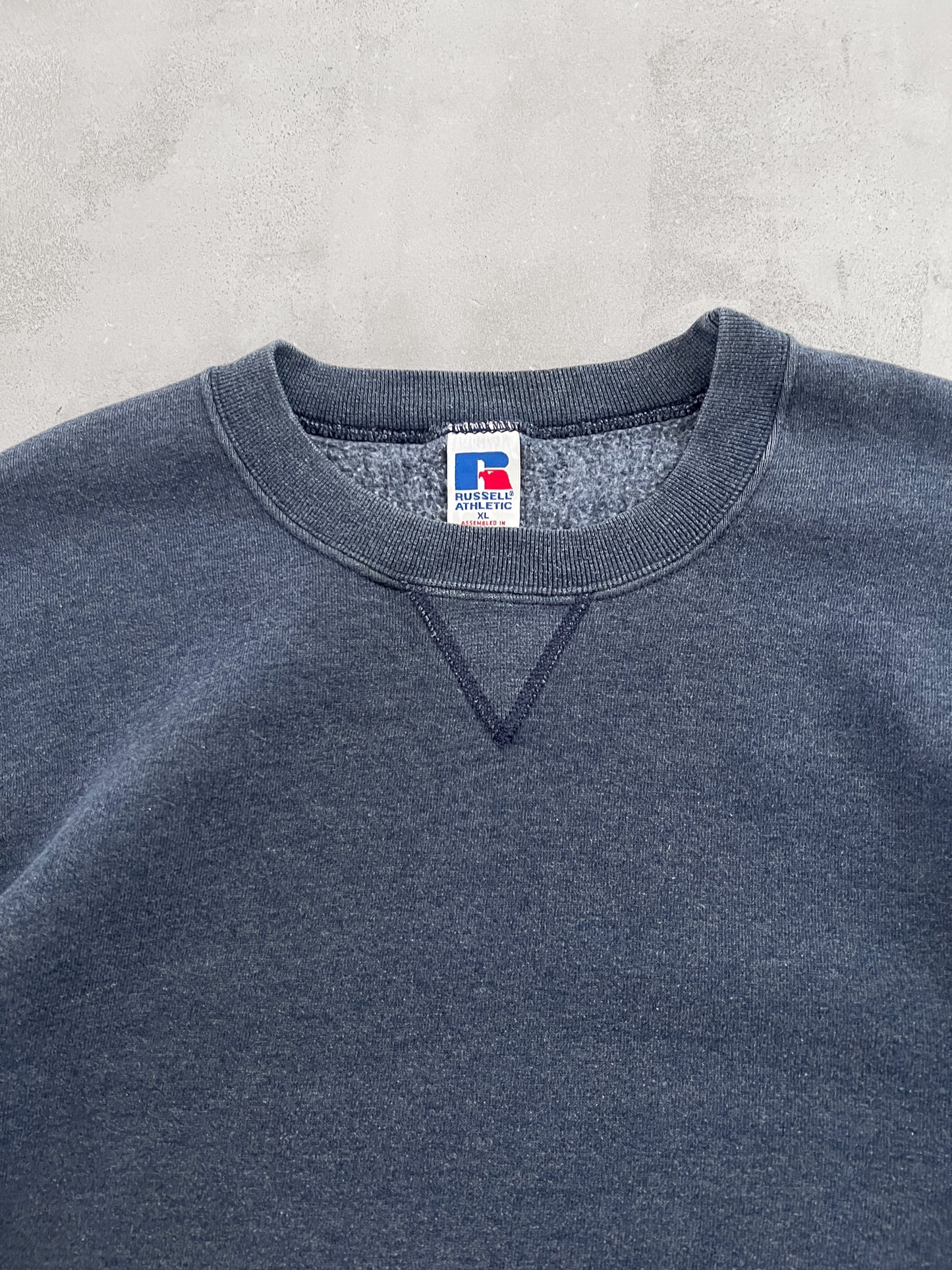 GREY/BLUE RUSSELL SWEATER - 1990S - XL