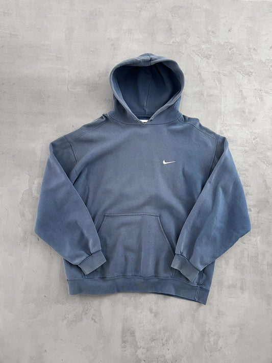 FADED BLUE/GREY NIKE HOODIE - 1990S - L/XL