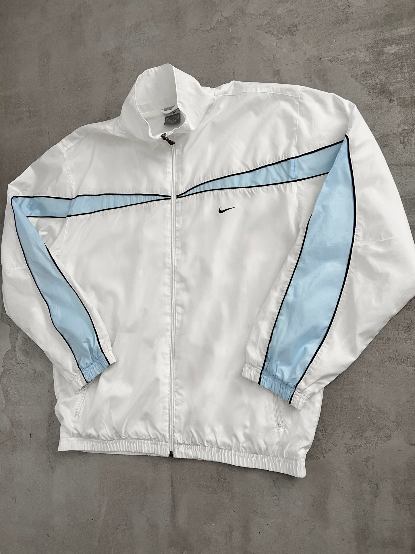 WHITE/BABY BLUE NIKE JACKET - 2000S - XL/L