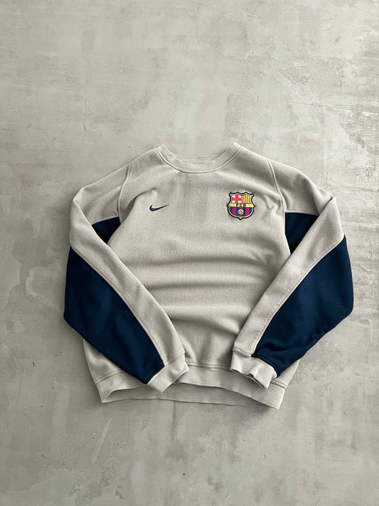BEIGE FC BARCELONA NIKE FLEECE SWEATER - 2000S - L/M