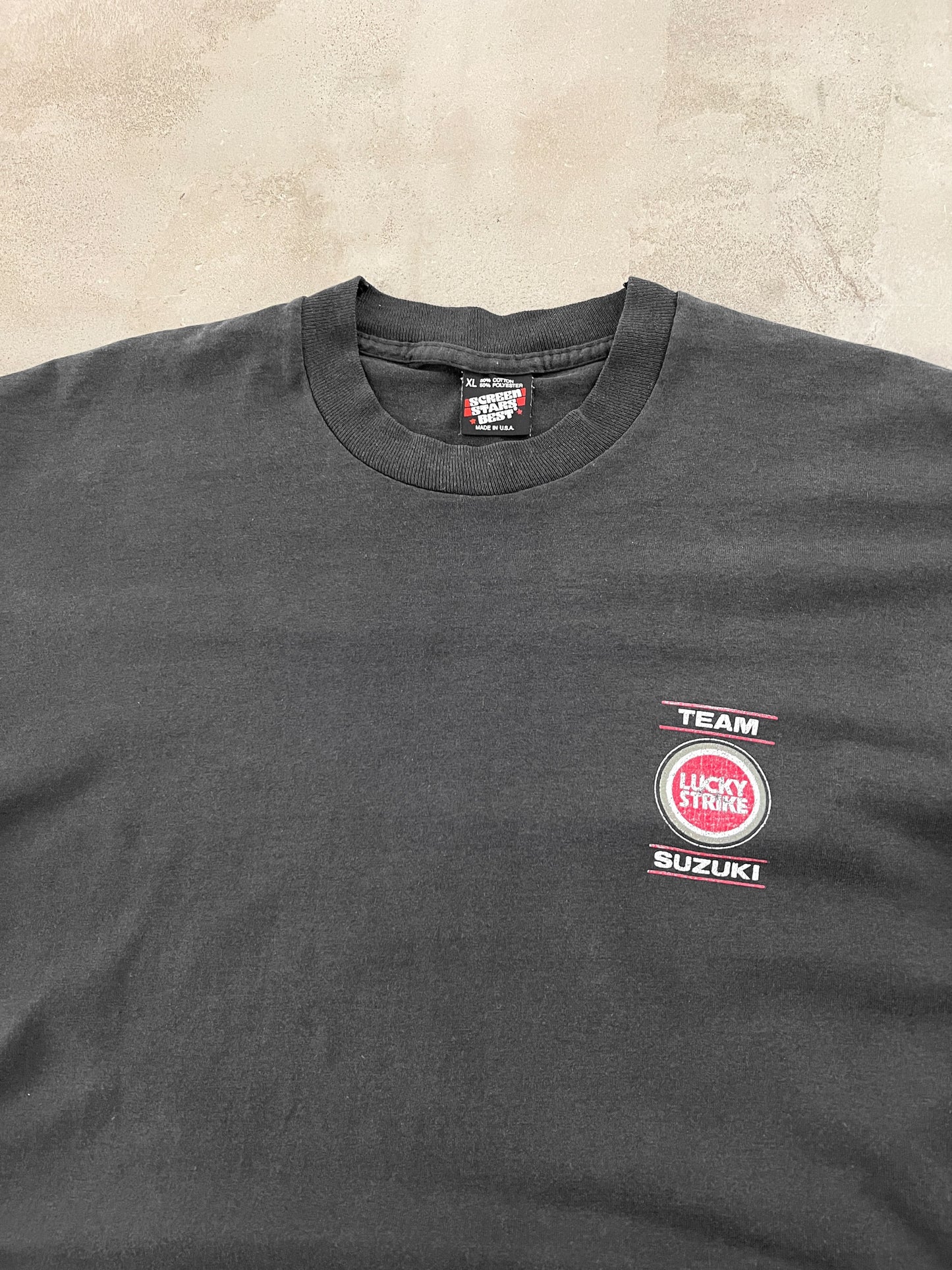 BLACK LUCKY STRIKE SUZUKI RACING TEE - 1990S - XL/L