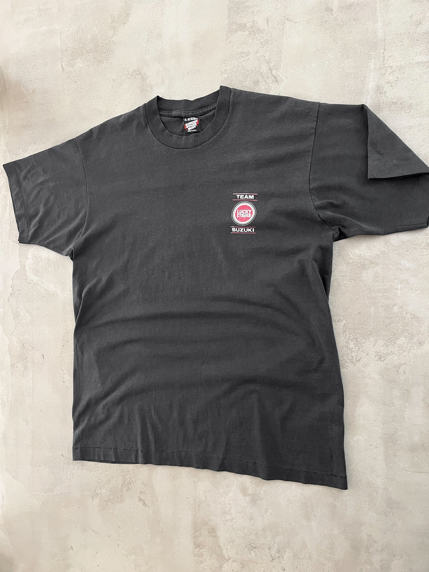 BLACK LUCKY STRIKE SUZUKI RACING TEE - 1990S - XL/L