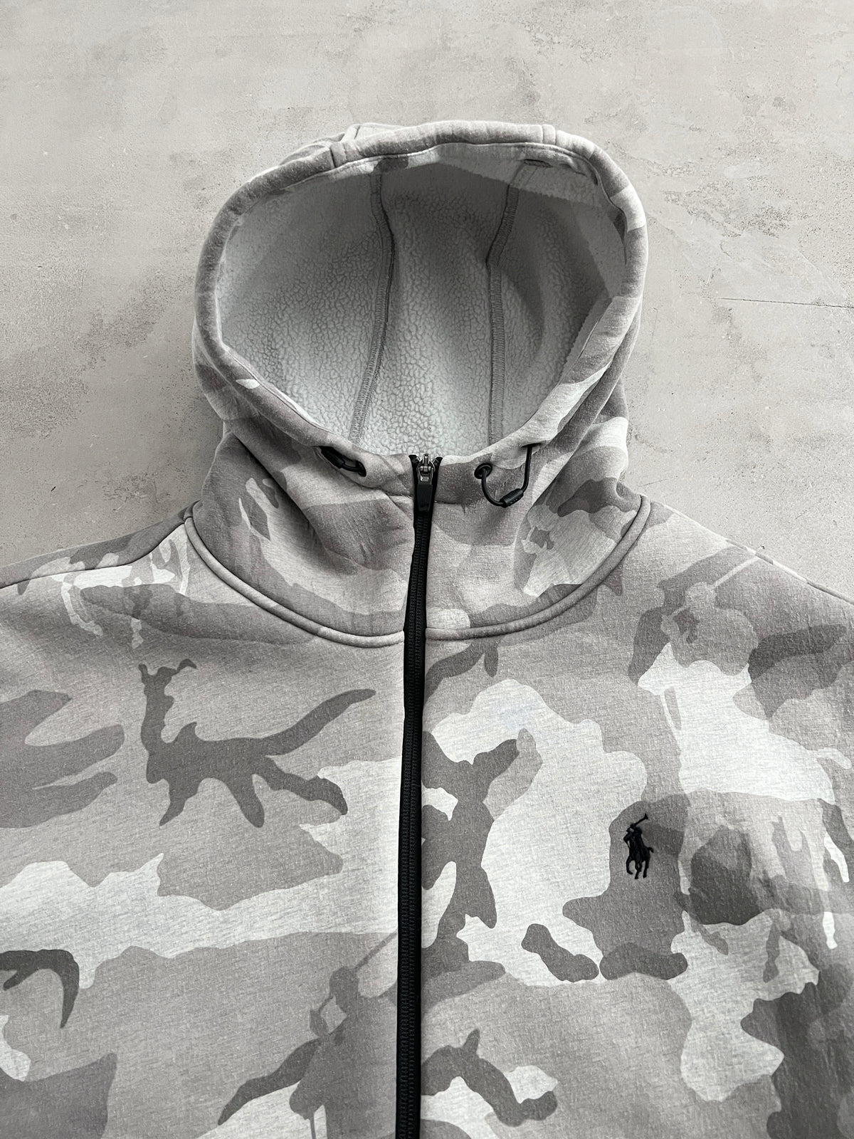 GREY RALPH LAUREN ZIP UP HOODIE - 2010S - L/M