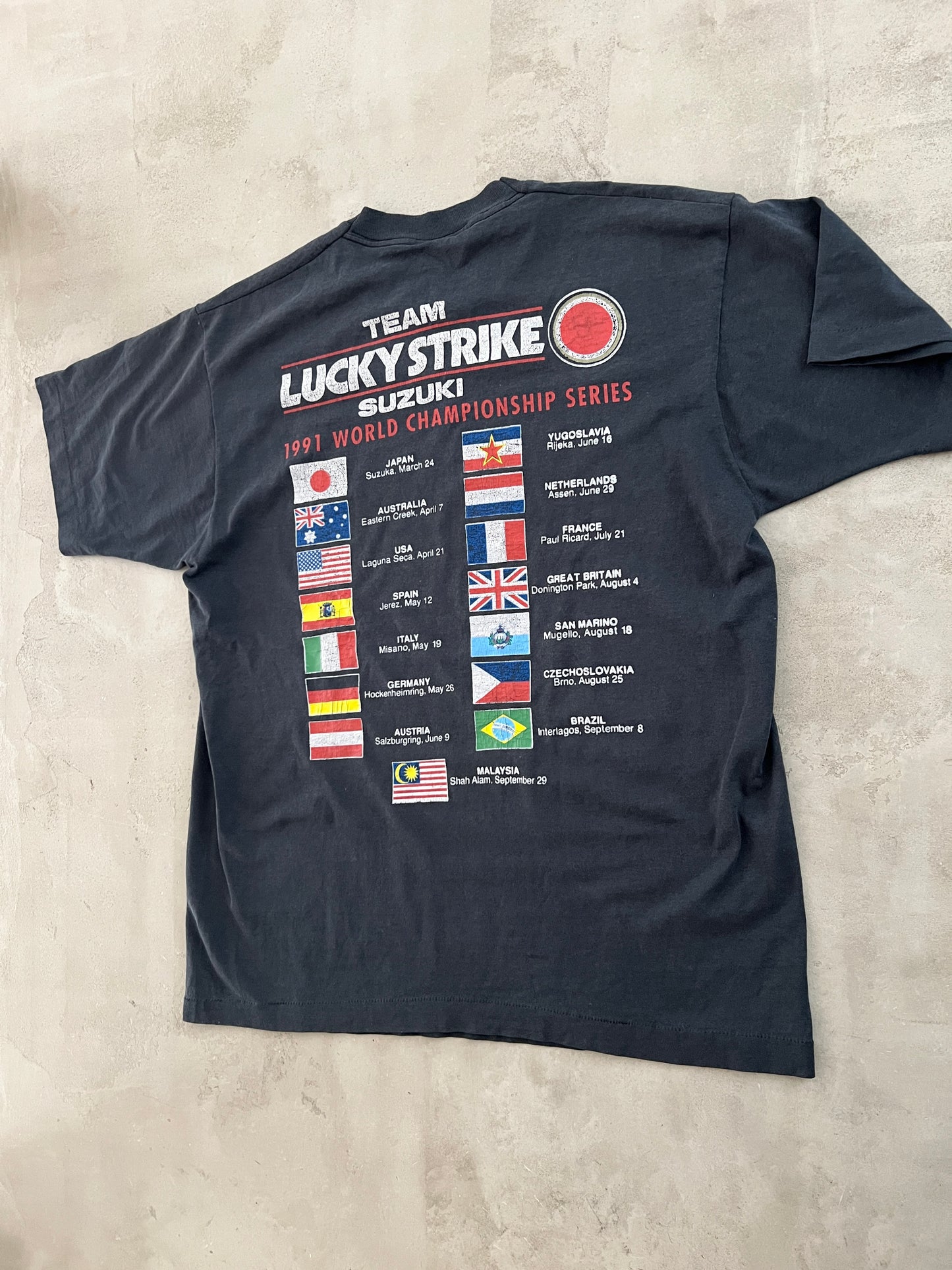 BLACK LUCKY STRIKE SUZUKI RACING TEE - 1990S - XL/L