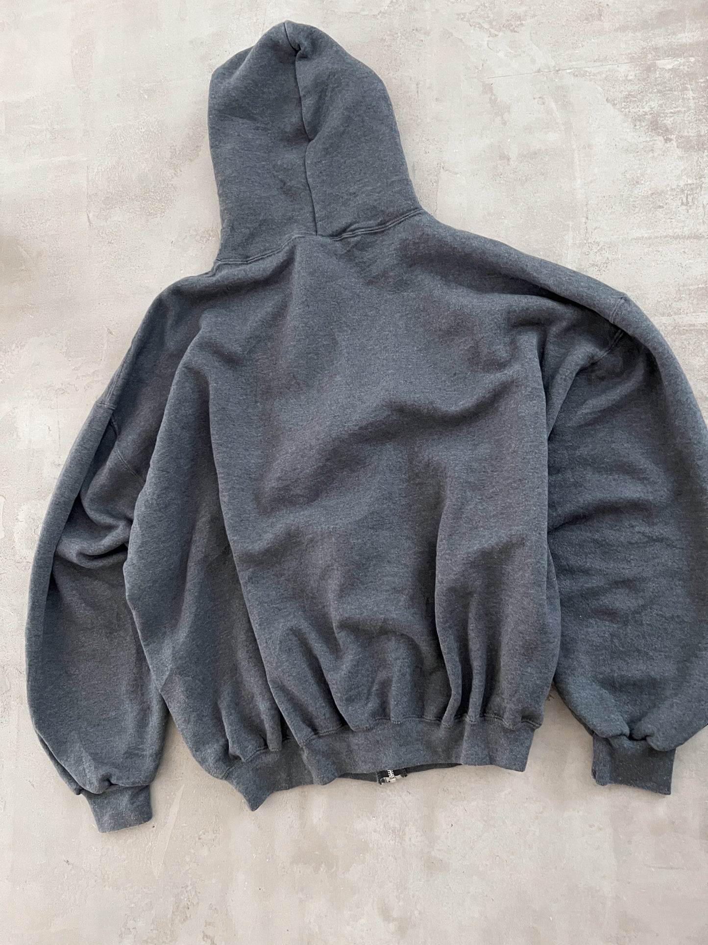 GREY/BABY BLUE RUSSELL UCLA ZIP UP HOODIE - 1990S - L/XL