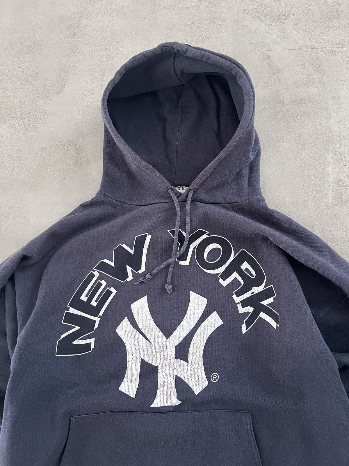 NAVY YANKEES HOODIE - 1990S - M