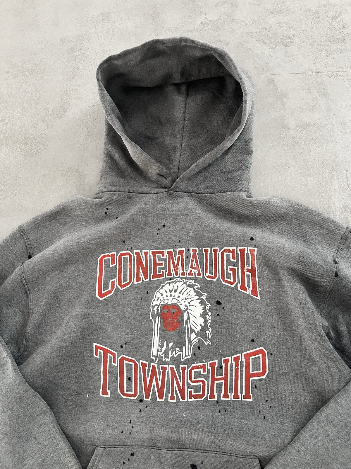 FADED GREY RUSSELL HOODIE - 1990S - L/M