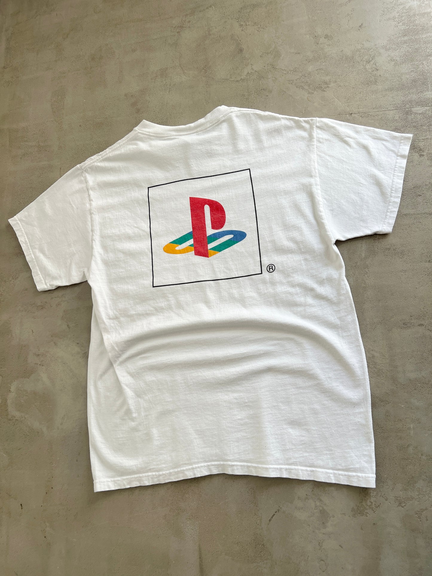 WHITE PLAYSTATION PROMO TEE - 1990S - L