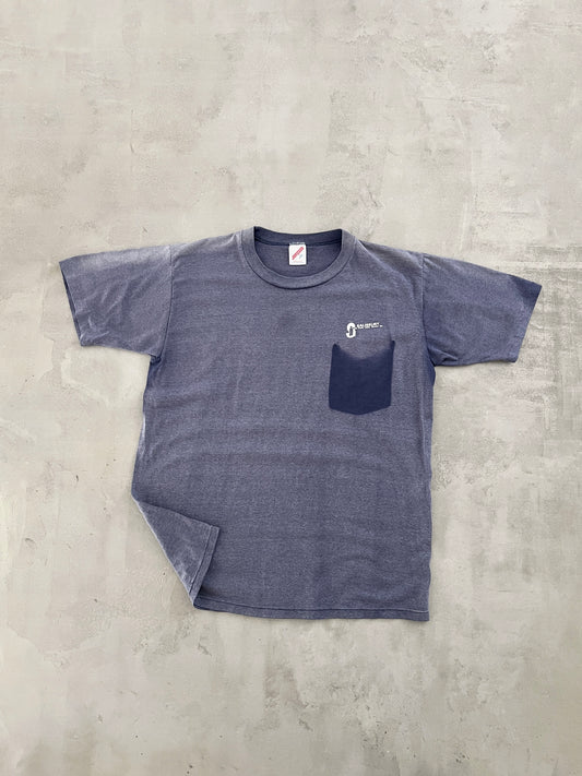 FADED NAVY GHOST POCKET TEE - 1990S - M