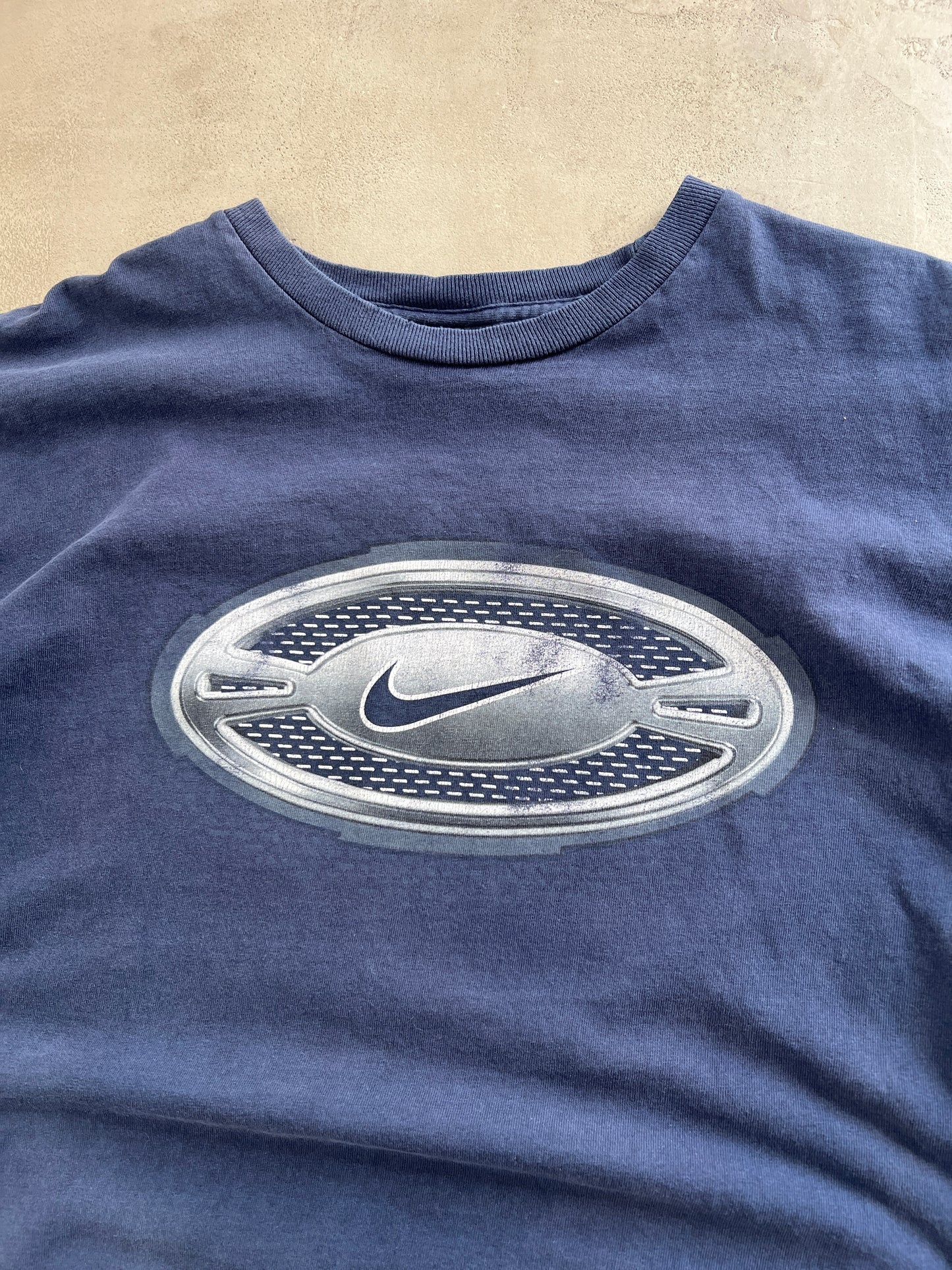 FADED NAVY NIKE TEE - 1990S - L