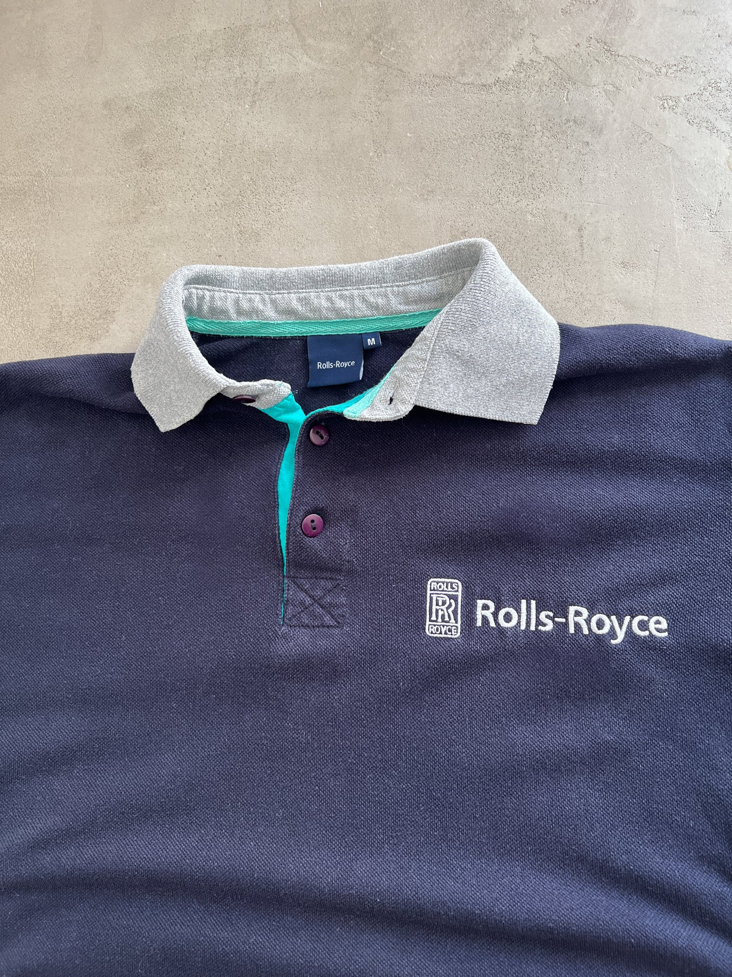 FADED NAVY ROLLS ROYCE POLO - 1990S - M
