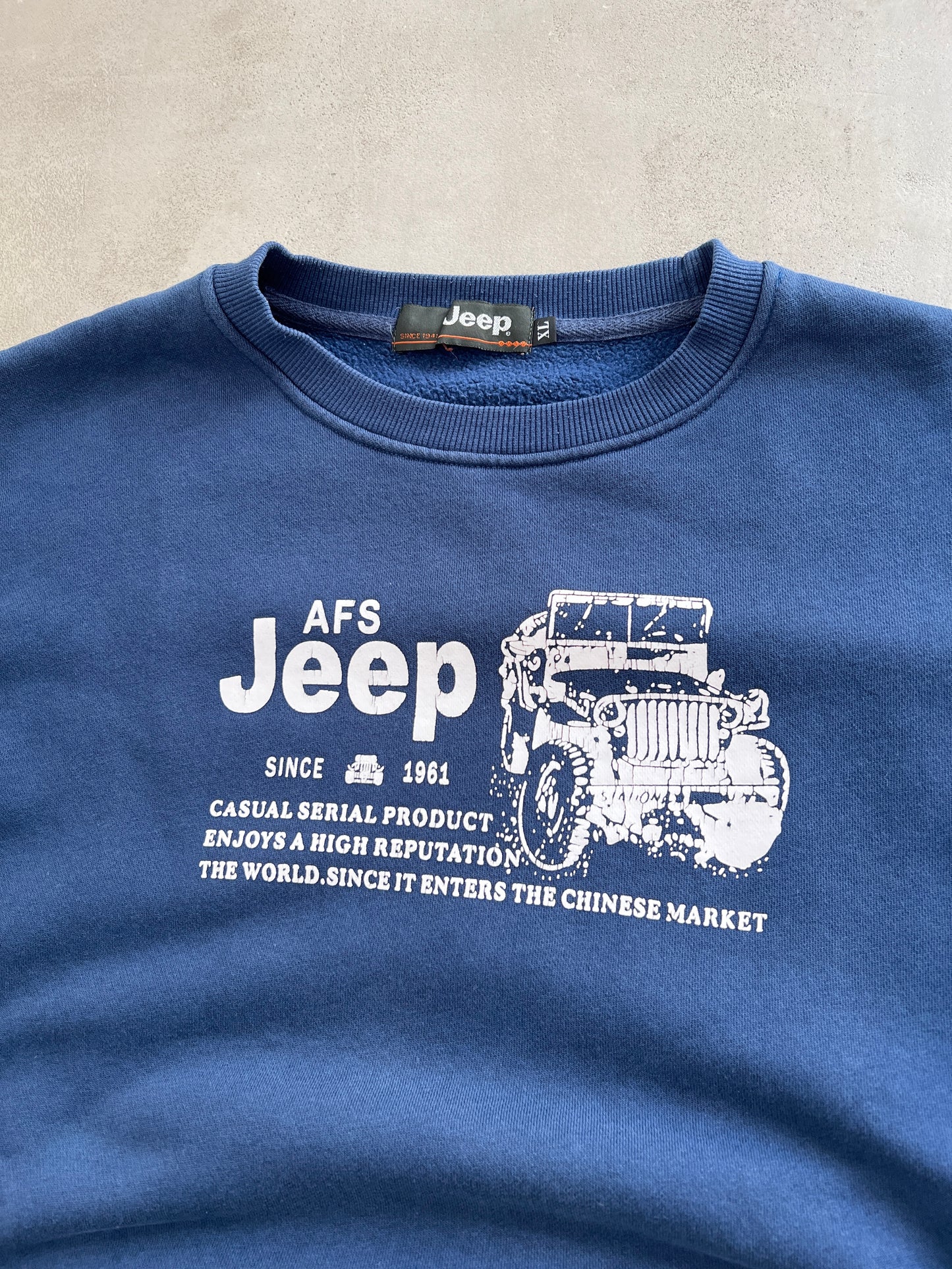 NAVY JEEP SWEATER - 1990S - M
