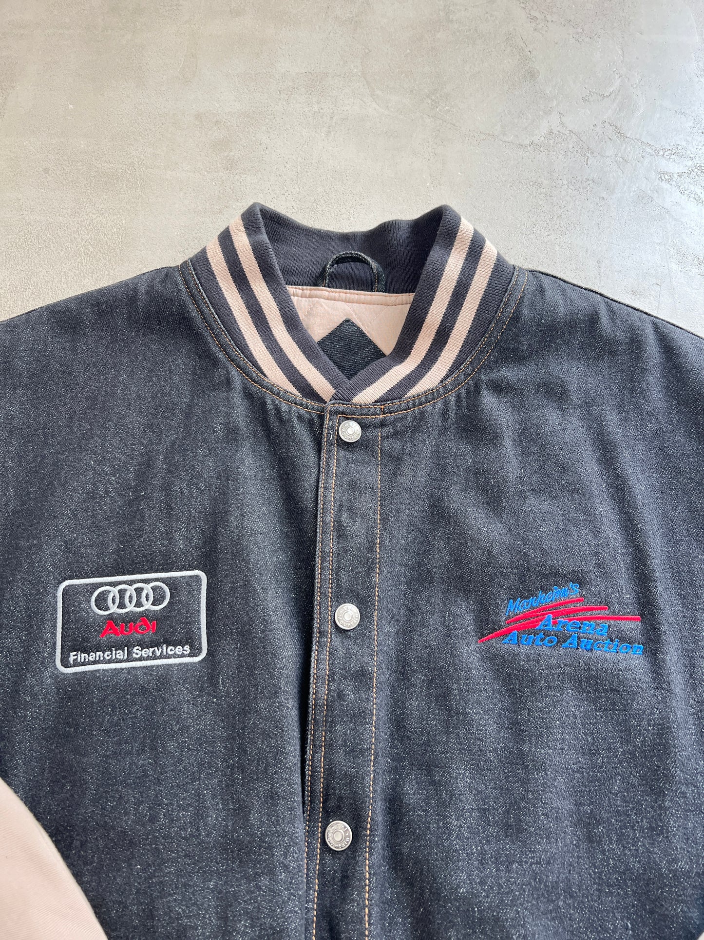 GREY/CREME AUDI STAFF JACKET - 1990S - L/XL