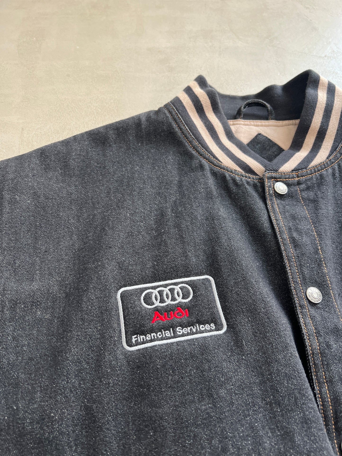 GREY/CREME AUDI STAFF JACKET - 1990S - L/XL