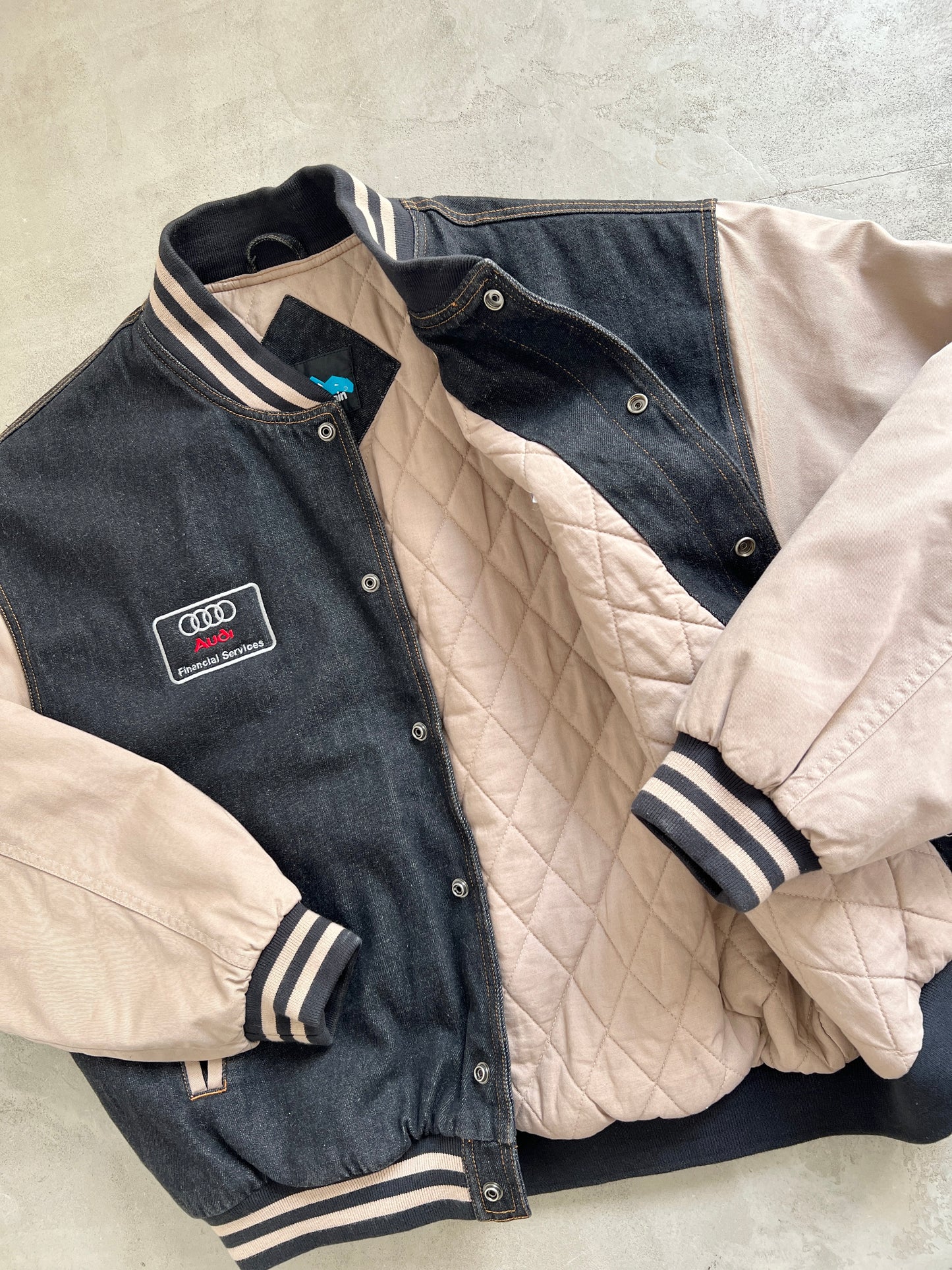 GREY/CREME AUDI STAFF JACKET - 1990S - L/XL