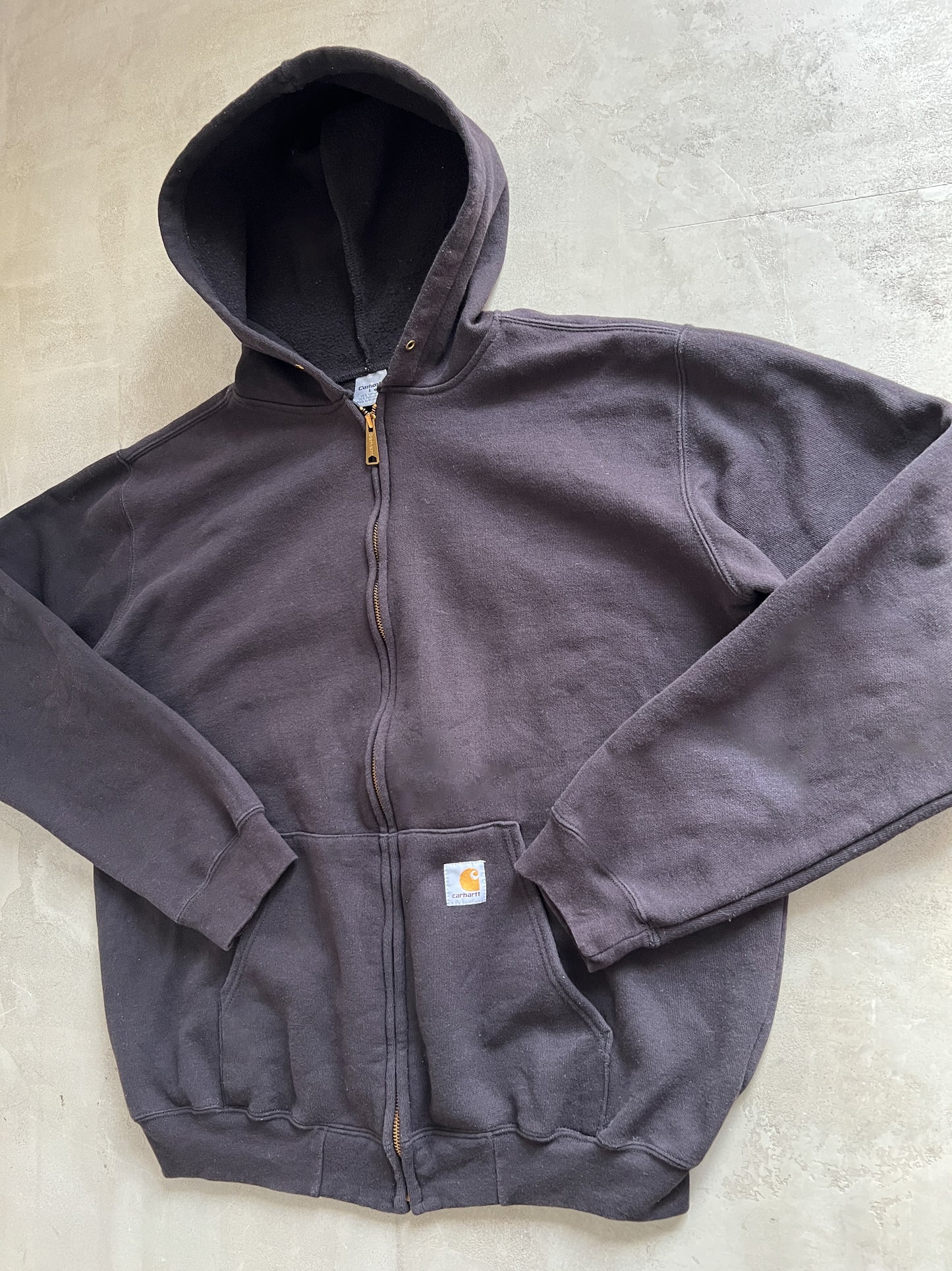 DARK BROWN CARHARTT ZIP UP HOODIE - 199S - XL