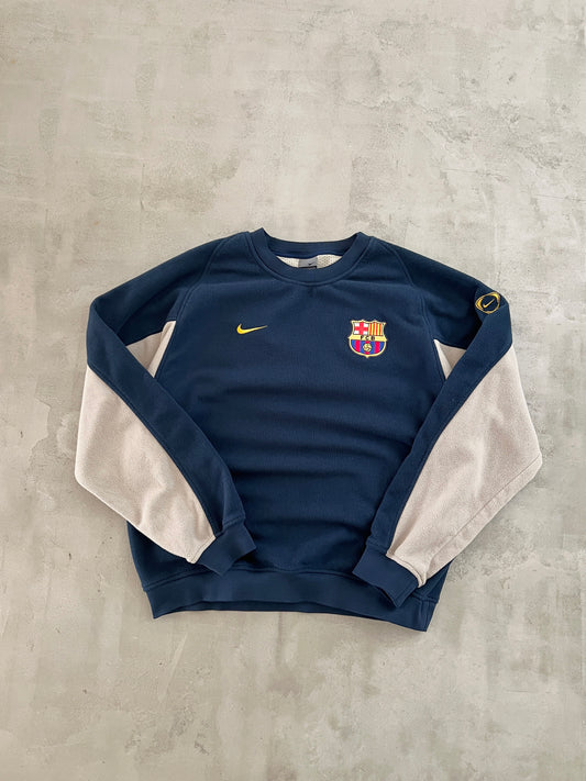 NAVY/BEIGE BARCA FLEECE SWEATER - 2000S - L