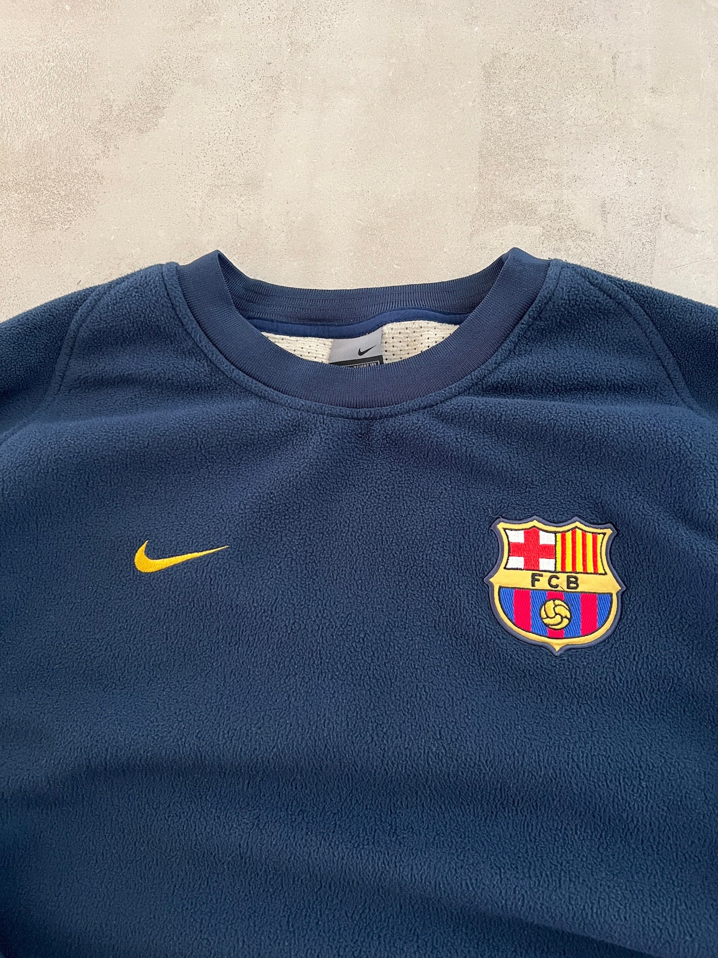 NAVY/BEIGE BARCA FLEECE SWEATER - 2000S - L