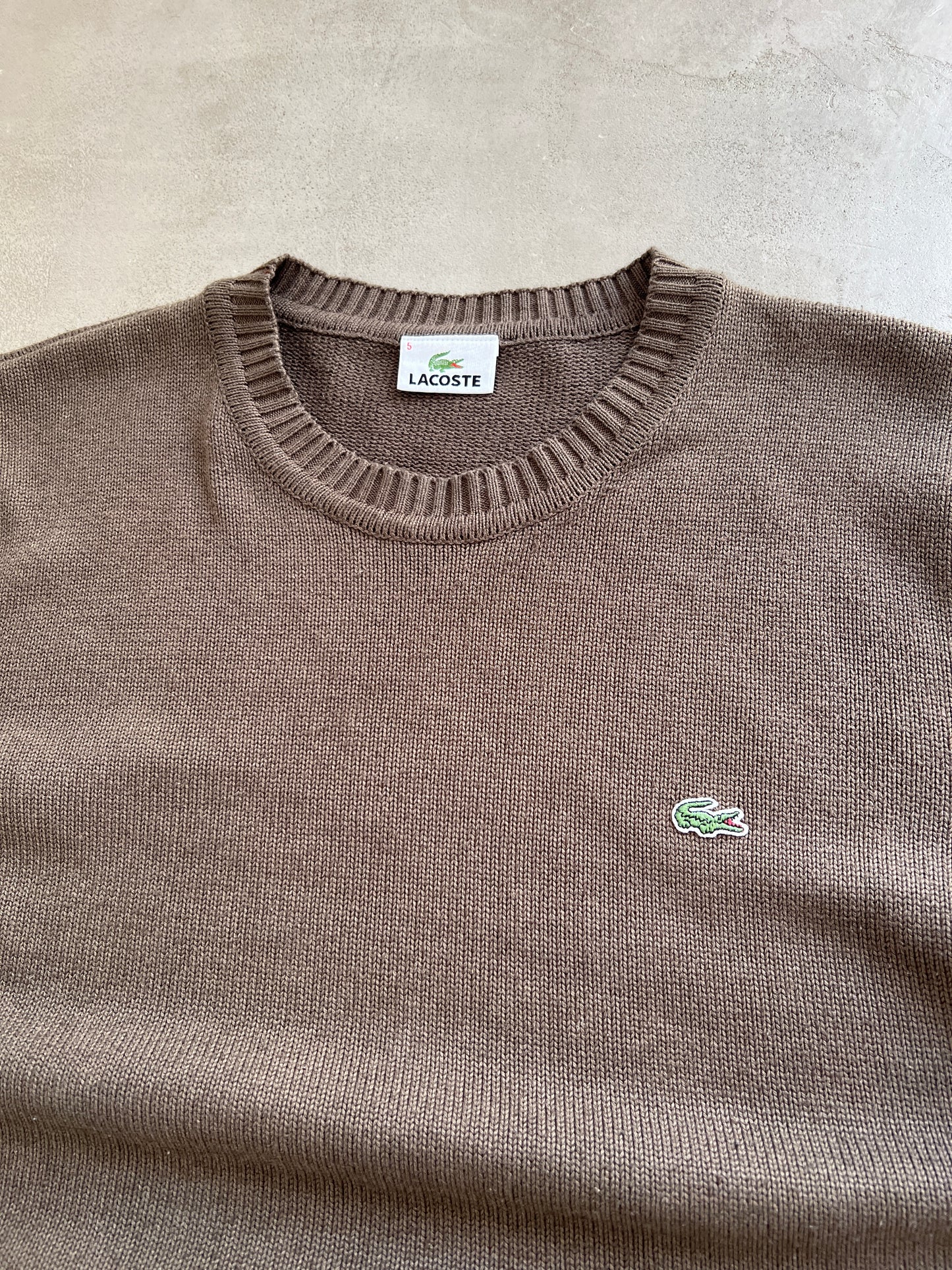 BROWN LACOSTE KNIT SWEATER - 2000S - L