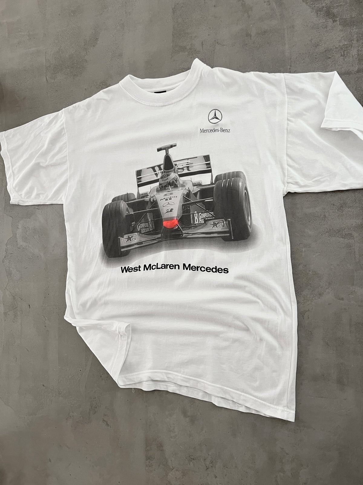 WHITE MERCEDES BENZ RACING TEE - 1990S - XL