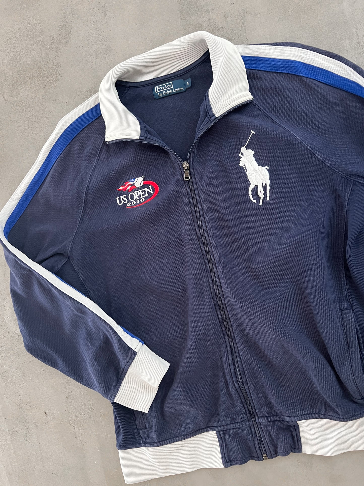 NAVY US OPEN RALPH LAUREN JACKET - 2000S - L