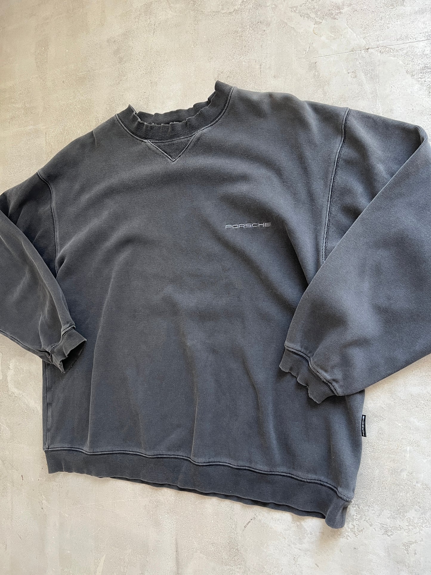 FADED BLACK PORSCHE SWEATER - 1990S - L