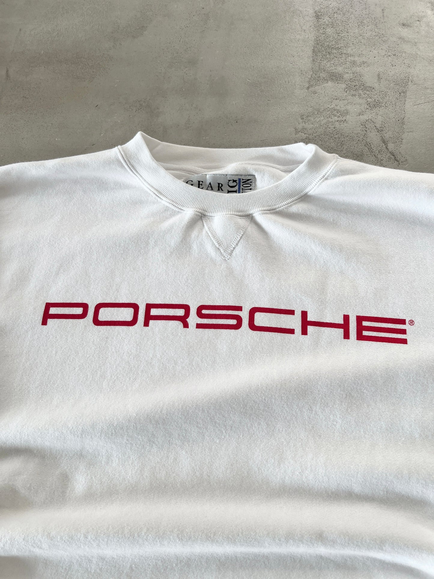 WHITE PORSCHE SWEATER - 1990S - XL/L