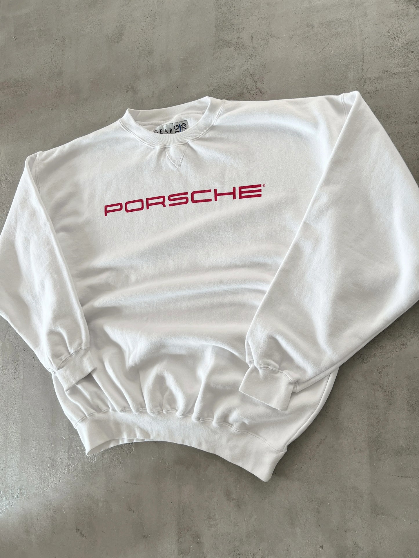 WHITE PORSCHE SWEATER - 1990S - XL/L