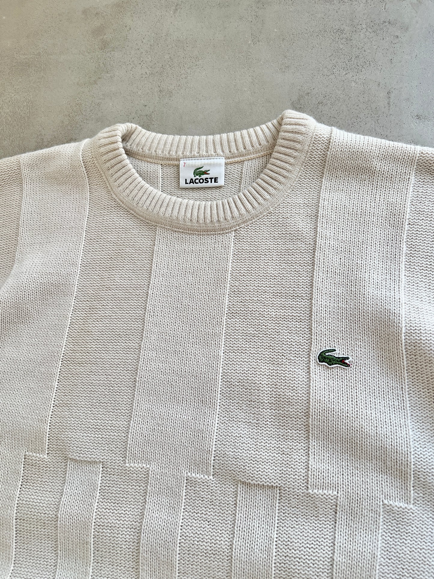 CREME LACOSTE KNIT SWEATER - 2000S - L