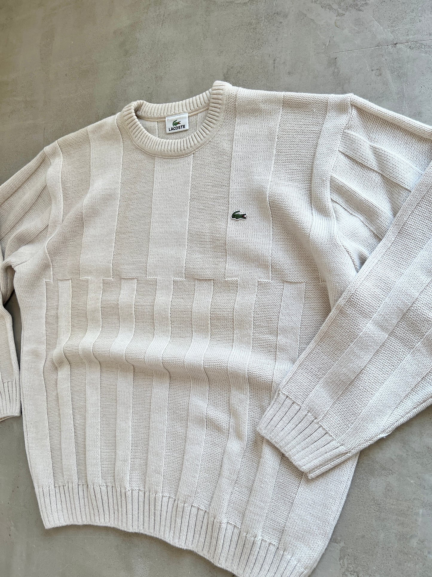 CREME LACOSTE KNIT SWEATER - 2000S - L