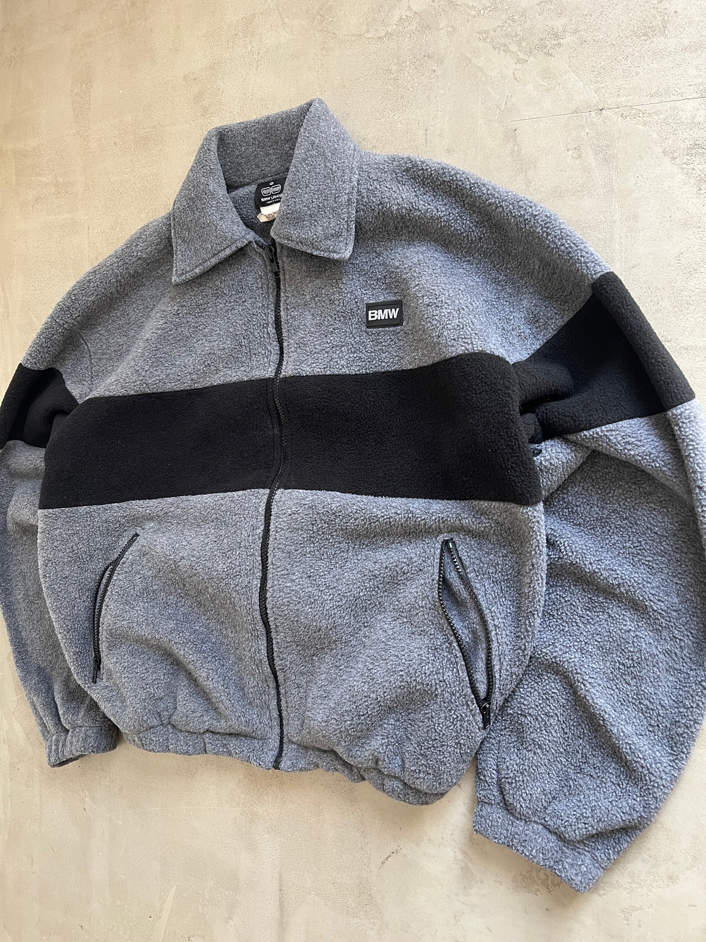 GREY/BLACK BMW FLEECE - 1990S - L