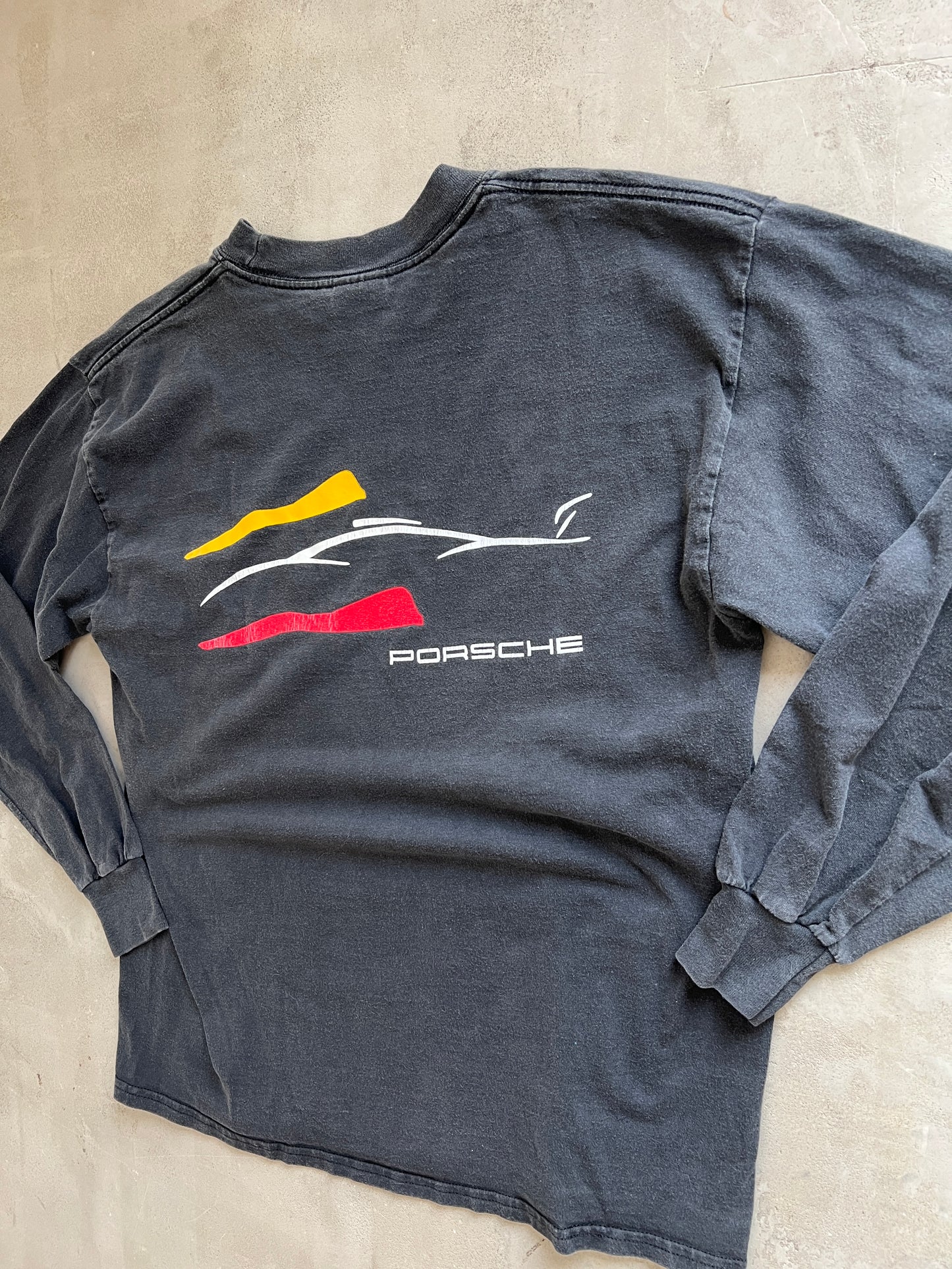 FADED BLACK PORSCHE LONGSLEEVE - 1990S - L