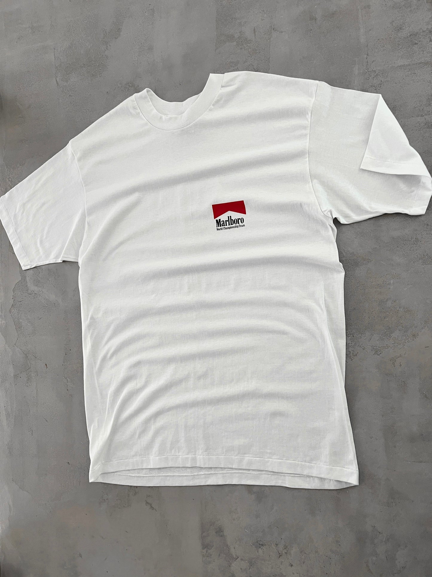 WHITE MARLBORO RACING TEE - 1990S - XL