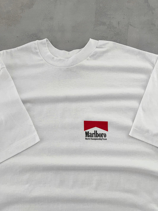 WHITE MARLBORO RACING TEE - 1990S - XL