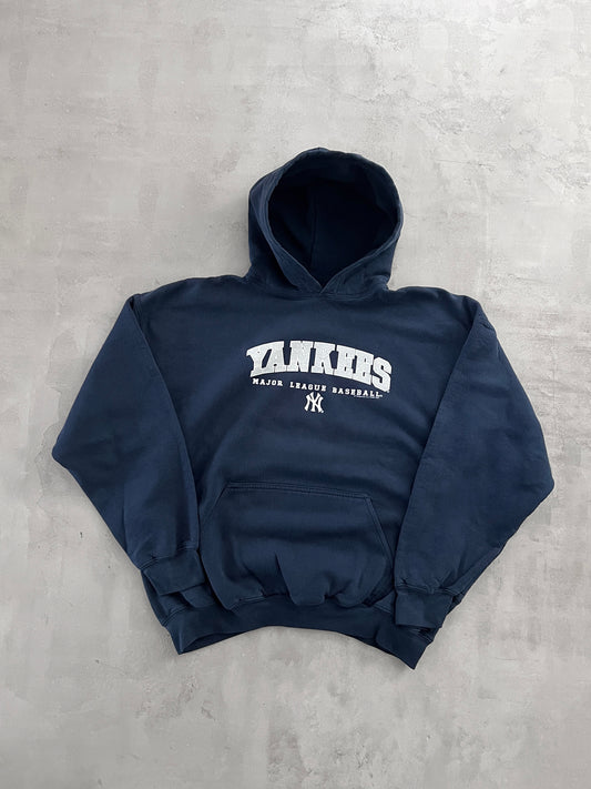 NAVY YANKEES HOODIE - 1990S - L/M
