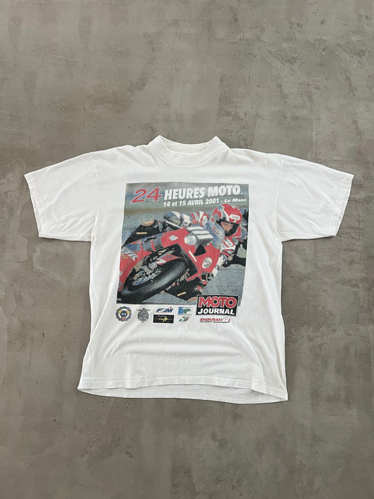 WHITE 24H LE MANS MOTO TEE - 2001 - M