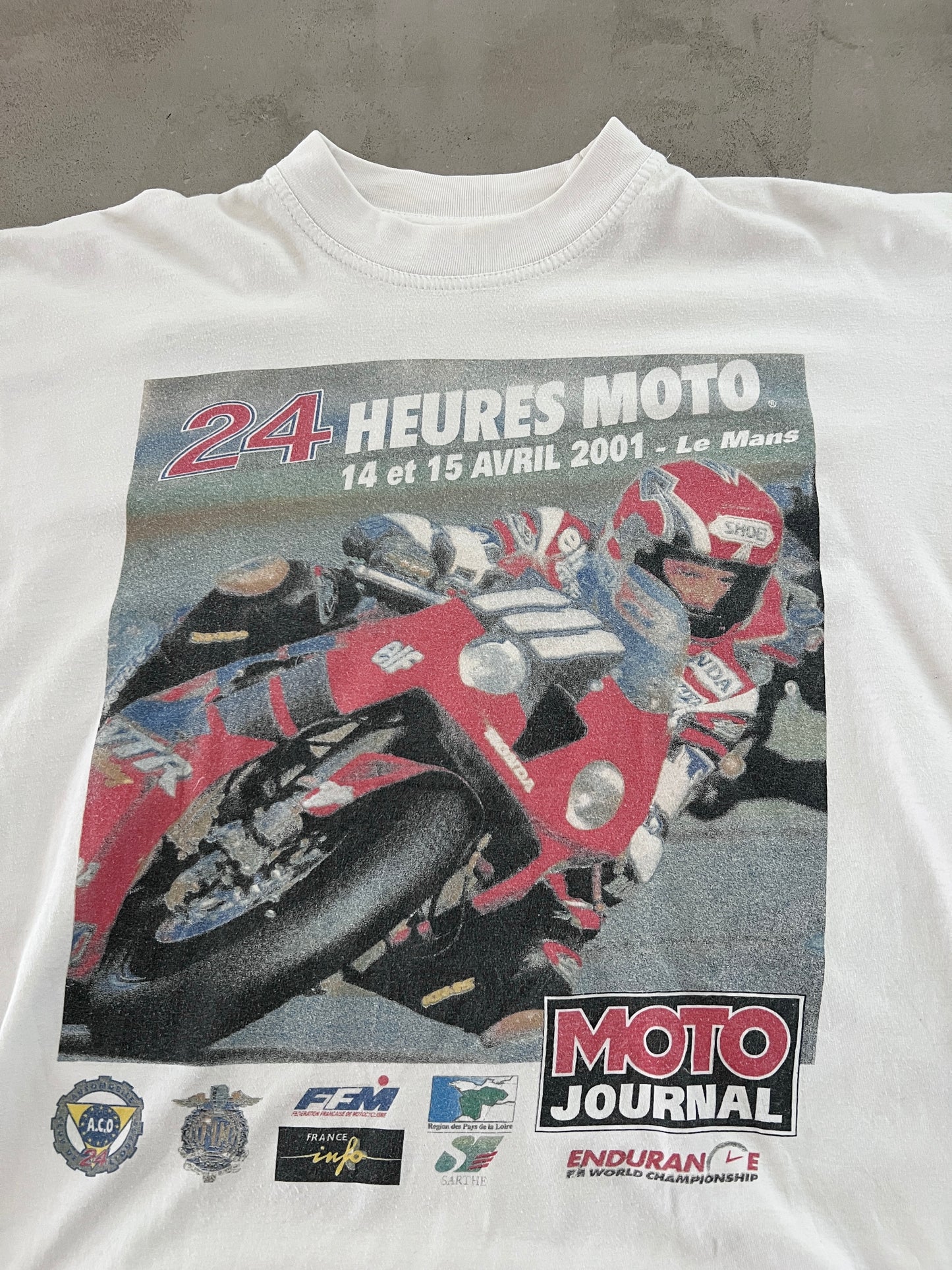 WHITE 24H LE MANS MOTO TEE - 2001 - M