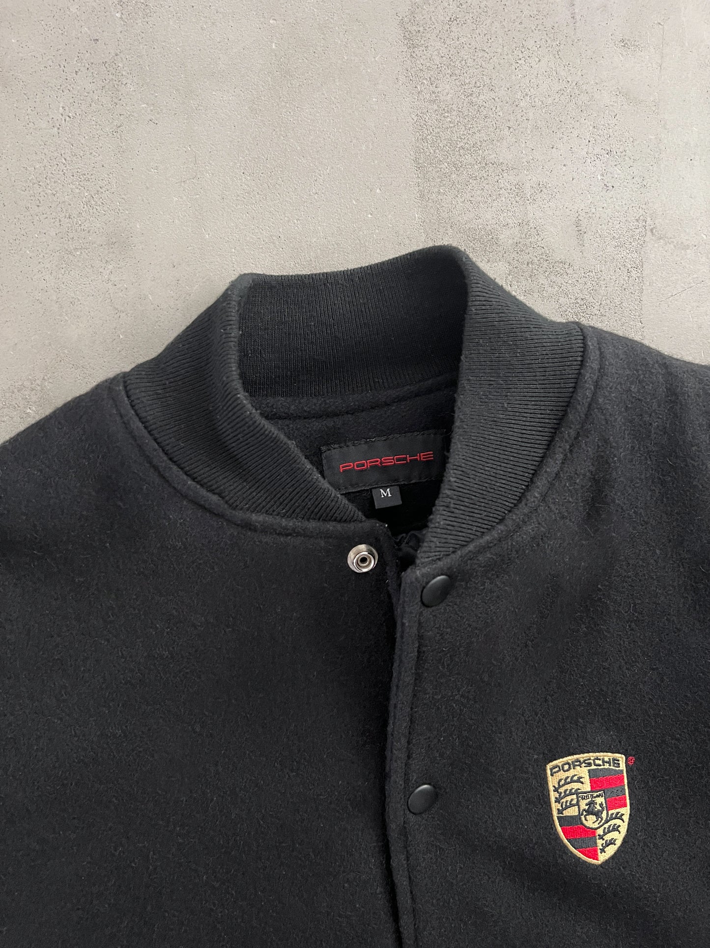 BLACK PORSCHE LEATHER JACKET - 1990S - M