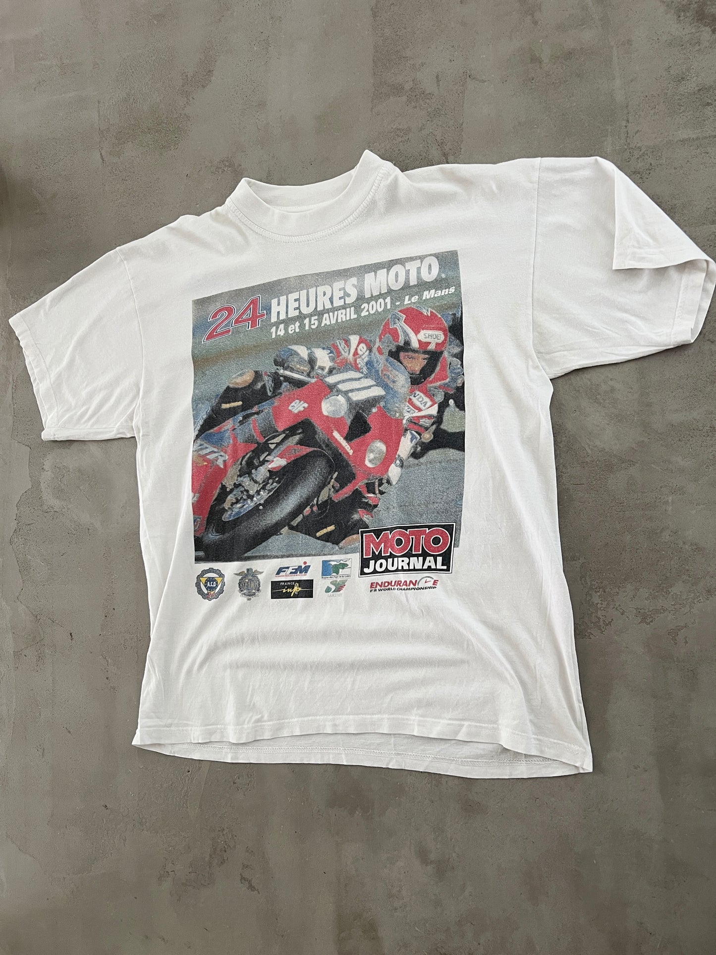 WHITE 24H LE MANS MOTO TEE - 2001 - M